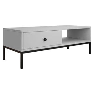 Filipo - table basse - 1 tiroir et 1 niche - 90 cm - Gris