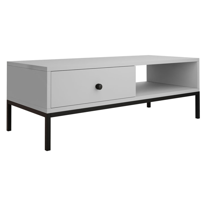 Filipo - table basse - 1 tiroir et 1 niche - 90 cm - Gris