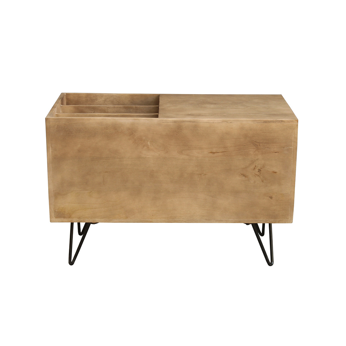 Buffet de rangement vinyles en bois manguier massif et métal L90 cm BOOGIE