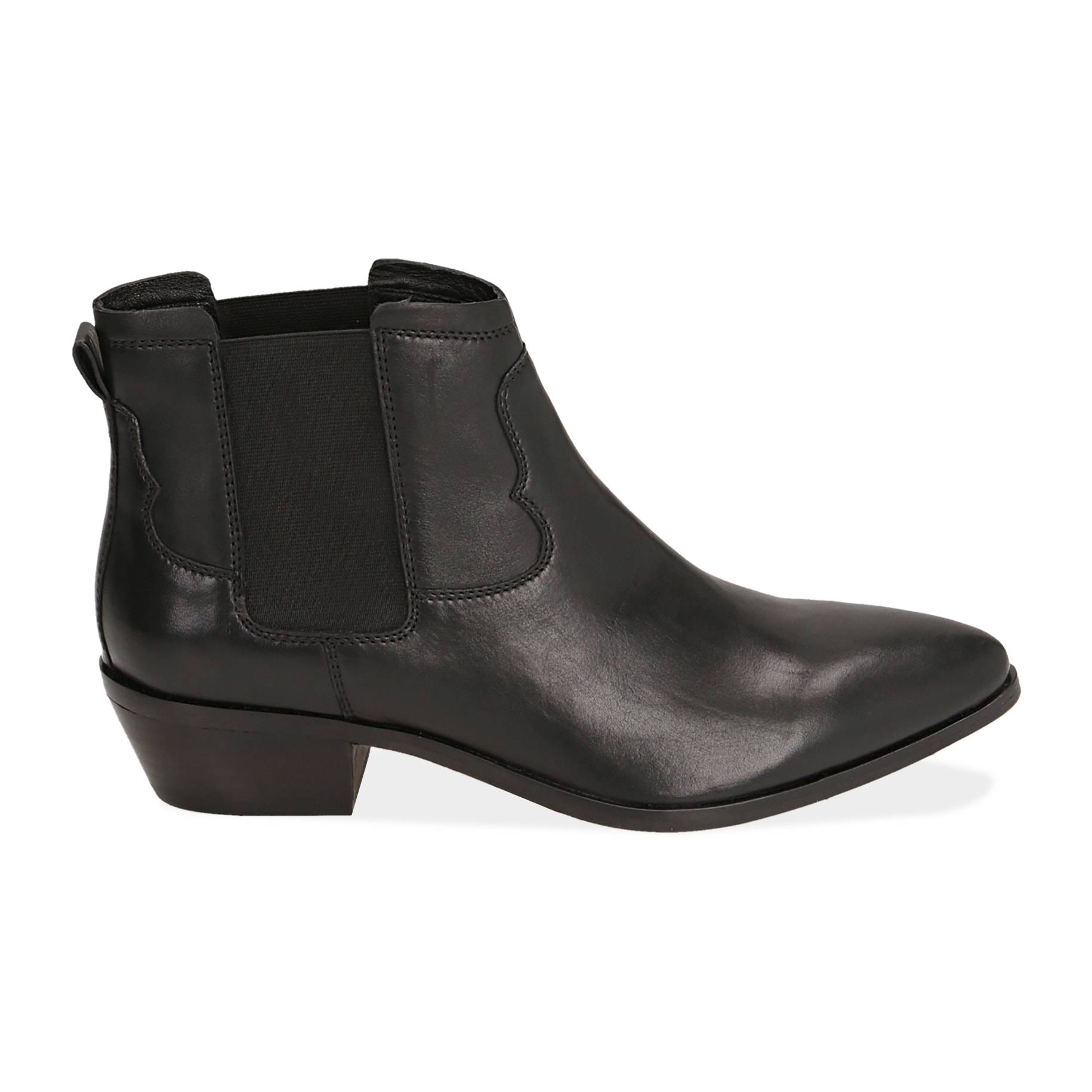 Botas Chelsea de piel de becerro negra, tacón 3,5 cm