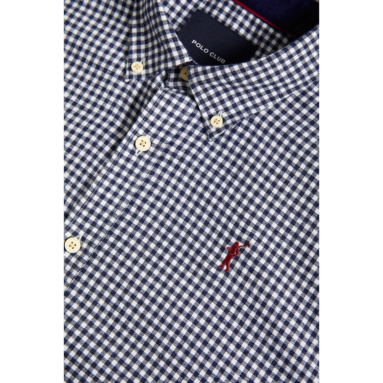 Camisa de cuadros vichy azul marino de franela con logo Rigby Go