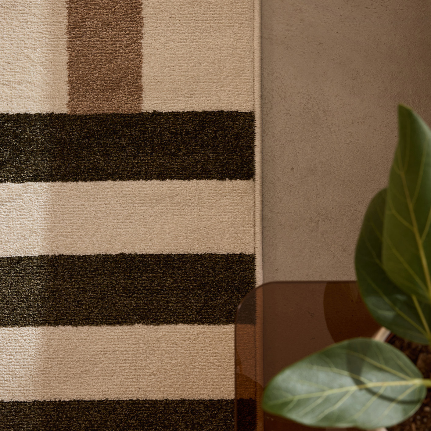 SANTAL - Tapis de salon vert à motif géométrique