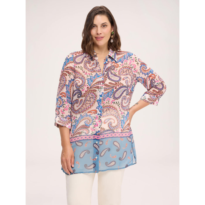Fiorella Rubino - Camicia con stampa in georgette - Azzurro
