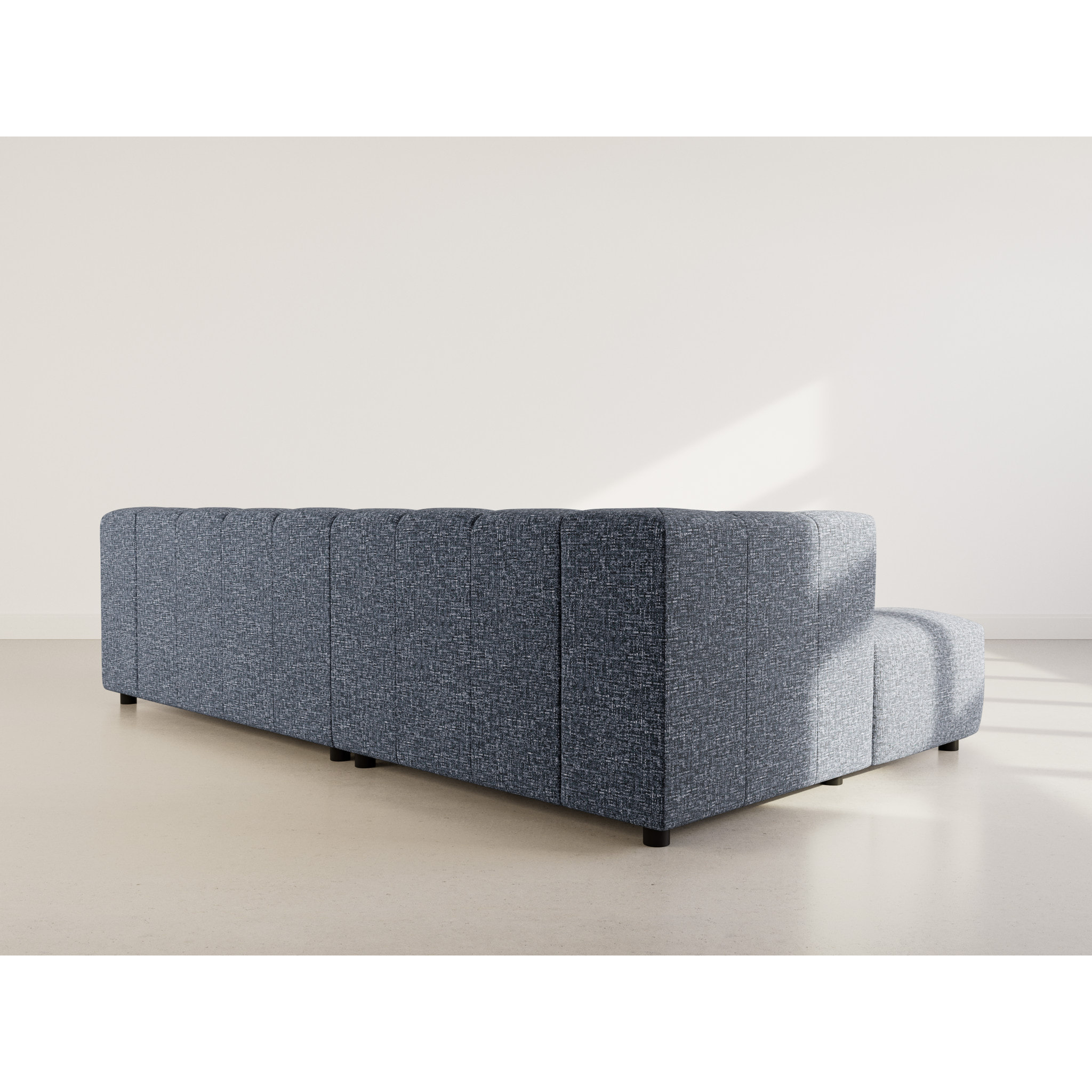 Curtis - canapé d'angle gauche 4 places avec accoudoir en tissu texturé - Bleu