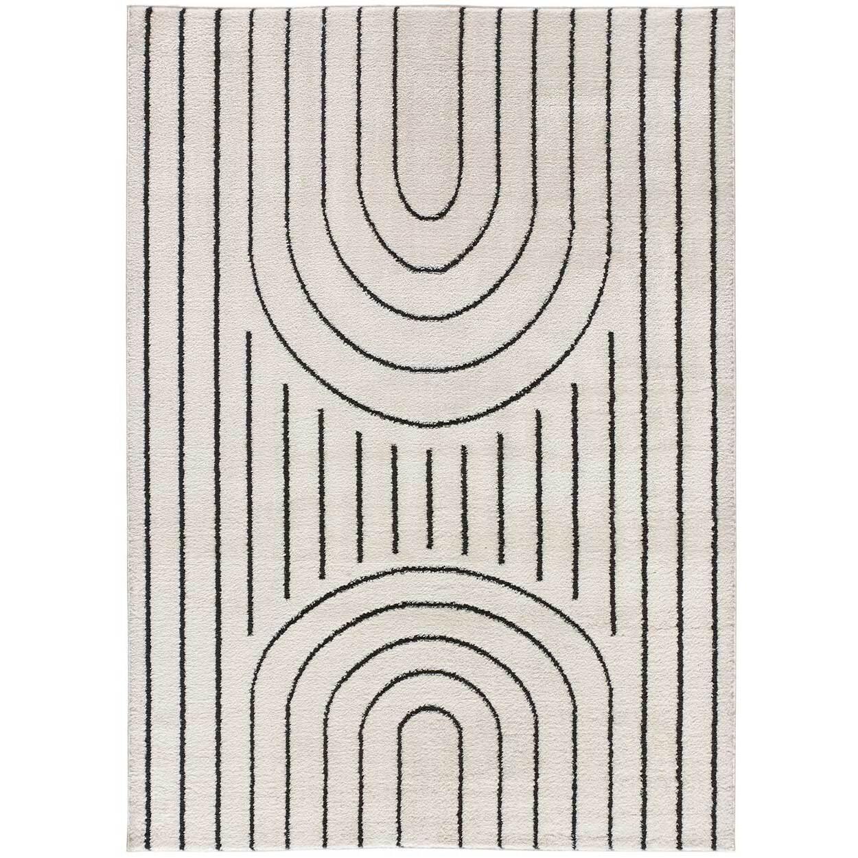 BLANCHE Alfombra geometrica con relieve en blanco y negro, varias medidas disponibles.