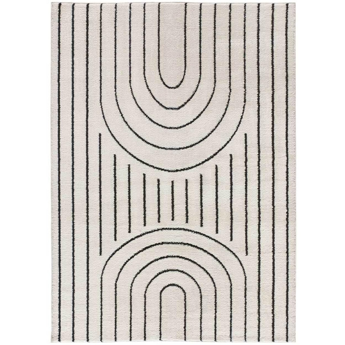 BLANCHE Alfombra geometrica con relieve en blanco y negro, varias medidas disponibles.