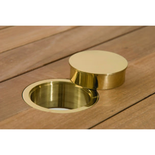 FUN - Ensemble de jardin en bois teck et textilène 8/10 personnes