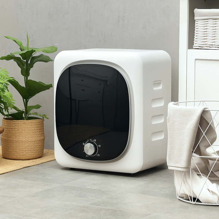 Secadora de Evacuación 4 KG, Secadora de Ropa 800W, Función Antiarrugas, Función Esterilizar, 5 Programas, Carga Frontal, Fácil de planchar, Tambor Inox, Blanco