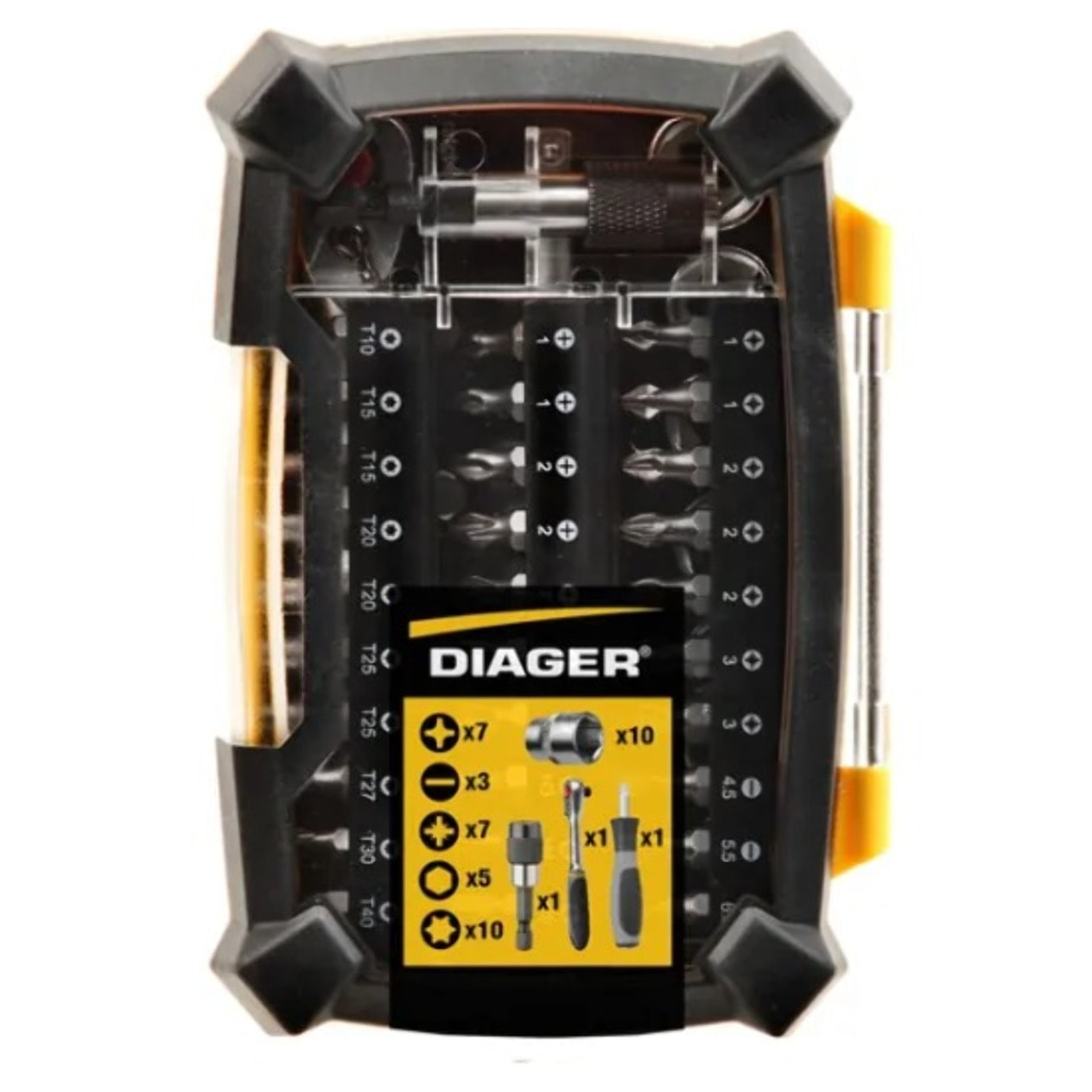 Coffret embouts torsion et douilles - 46 pièces - DIAGER - 6000B