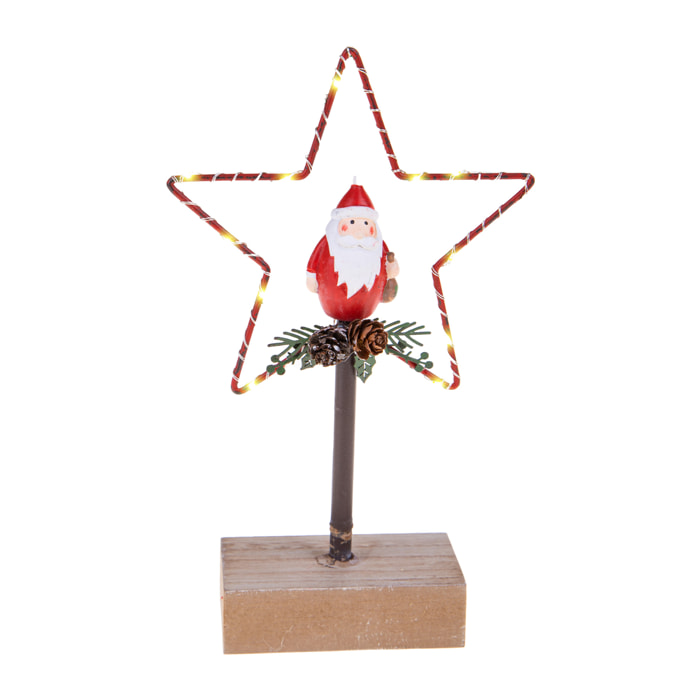 Stella con Led Babbo Natale - Pezzi 1 - Colore Rosso - 13x22Hx5cm - Bianchi Dino