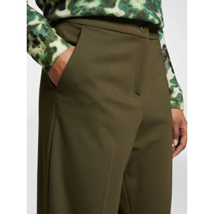 Elena Mirò - Pantalones cropped de un solo color - Verde militare