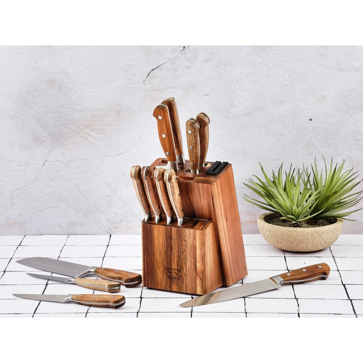 Bloc couteaux de cuisine et couteaux à steak JAKOB LOVIISA - 14 pièces