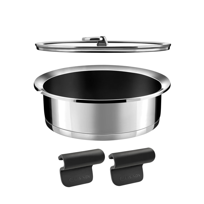 Ycône - Lot 1 sauteuse revêtement céramique 24 cm, 2 anses et 1 couvercle