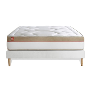 Ensemble Matelas Le Cosy - 30cm - Mémoire de forme - Confort durable - Sommier kit Blanc