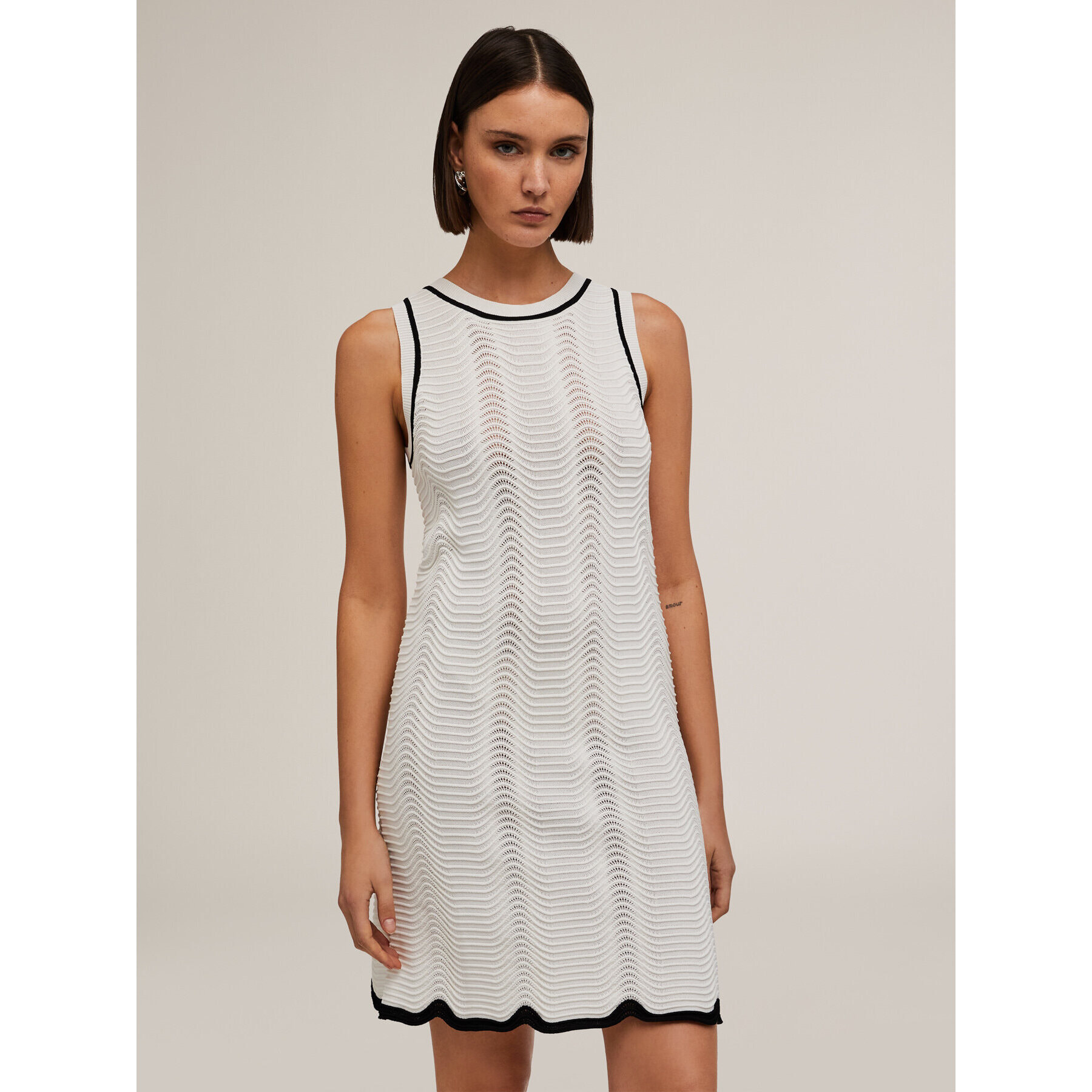 Motivi - Vestito in maglia punto mosso - Bianco