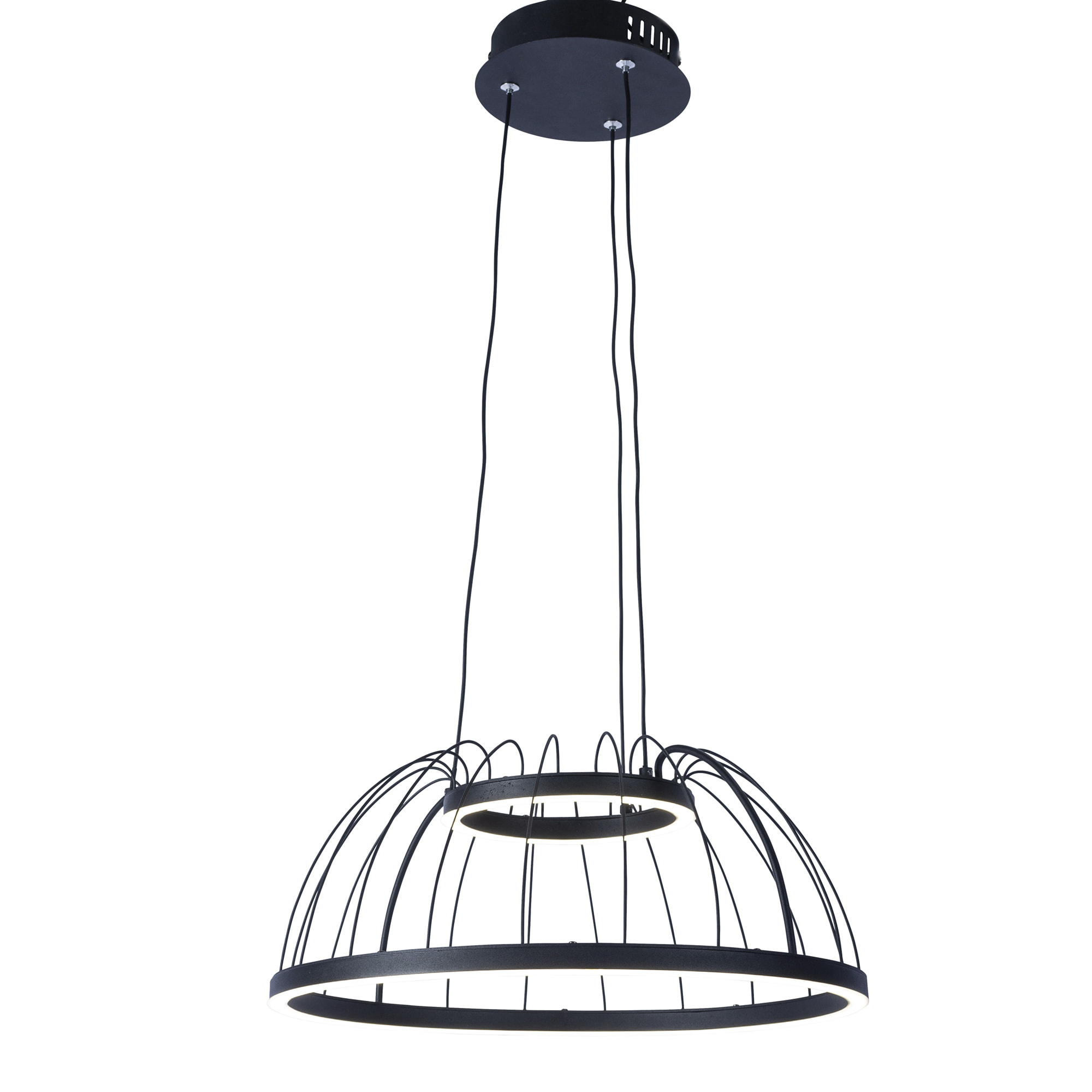 FORLIGHT Colgante Cercle LED 24W Blanco Neutro - 4000K Negro para Interior de Techo en Comedor, Salón, Cocina