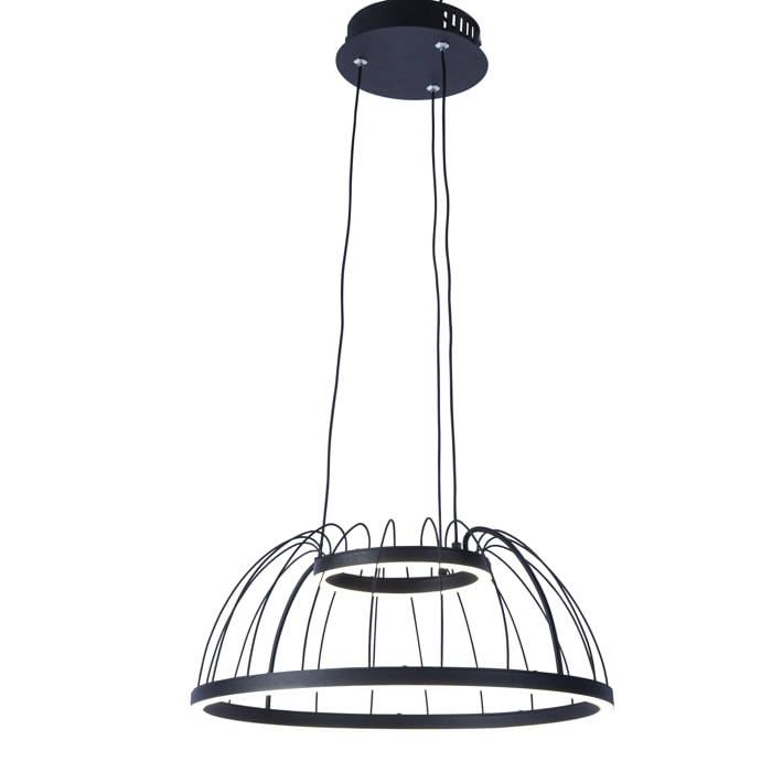 FORLIGHT Colgante Cercle LED 24W Blanco Neutro - 4000K Negro para Interior de Techo en Comedor, Salón, Cocina