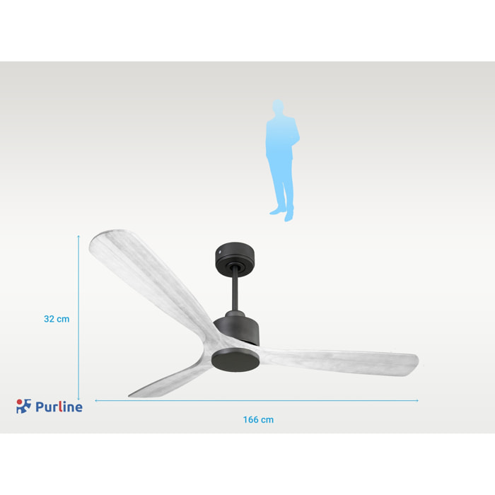Ventilador de techo Reversible Termostato Wifi Motor DC Techos Inclinados Mando a Distancia Hypersilence Memoria MadeiraD166C0365211 PURLINE