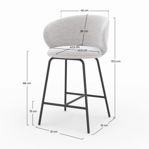 Lot de 2 chaises pour îlot central en tissu gris clair 68 cm - Cécilia