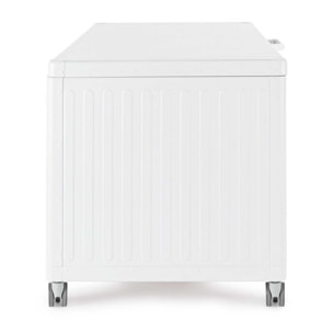 Baule da giardino BRAGA in alluminio bianco, con ruote e maniglia effetto legno