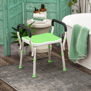 Chaise de douche tabouret de douche antidérapant - hauteur réglable, accoudoirs - alu HDPE vert