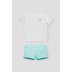 Completo costume boxer e maglietta per neonato a quadretti
