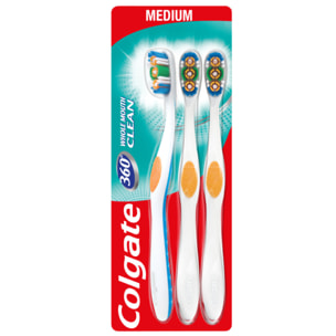 Pack de 6 - 3 Brosses à dents Colgate 360° Medium