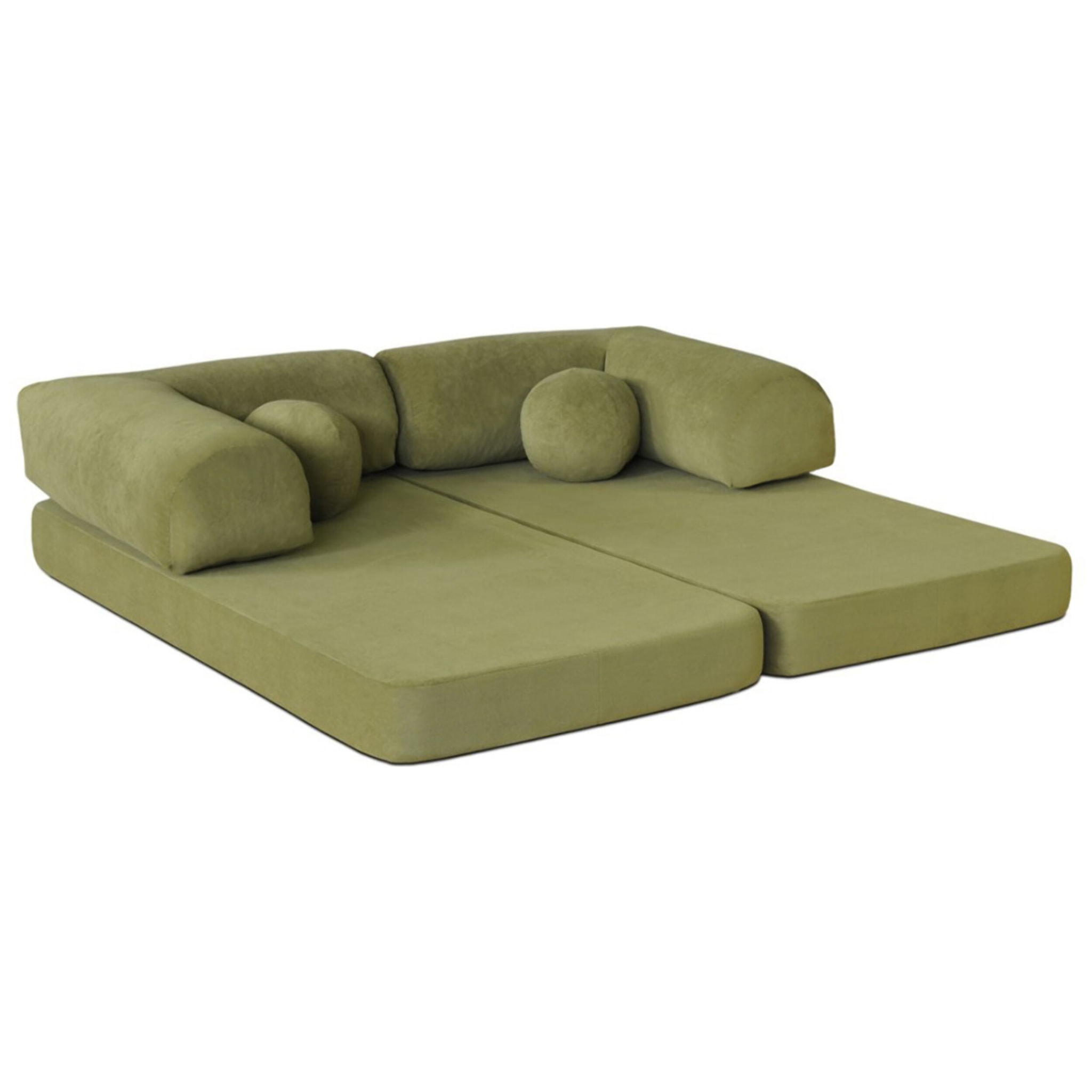 Nebula - Canapé 3 places convertible en velours texturé - Vert Kaki