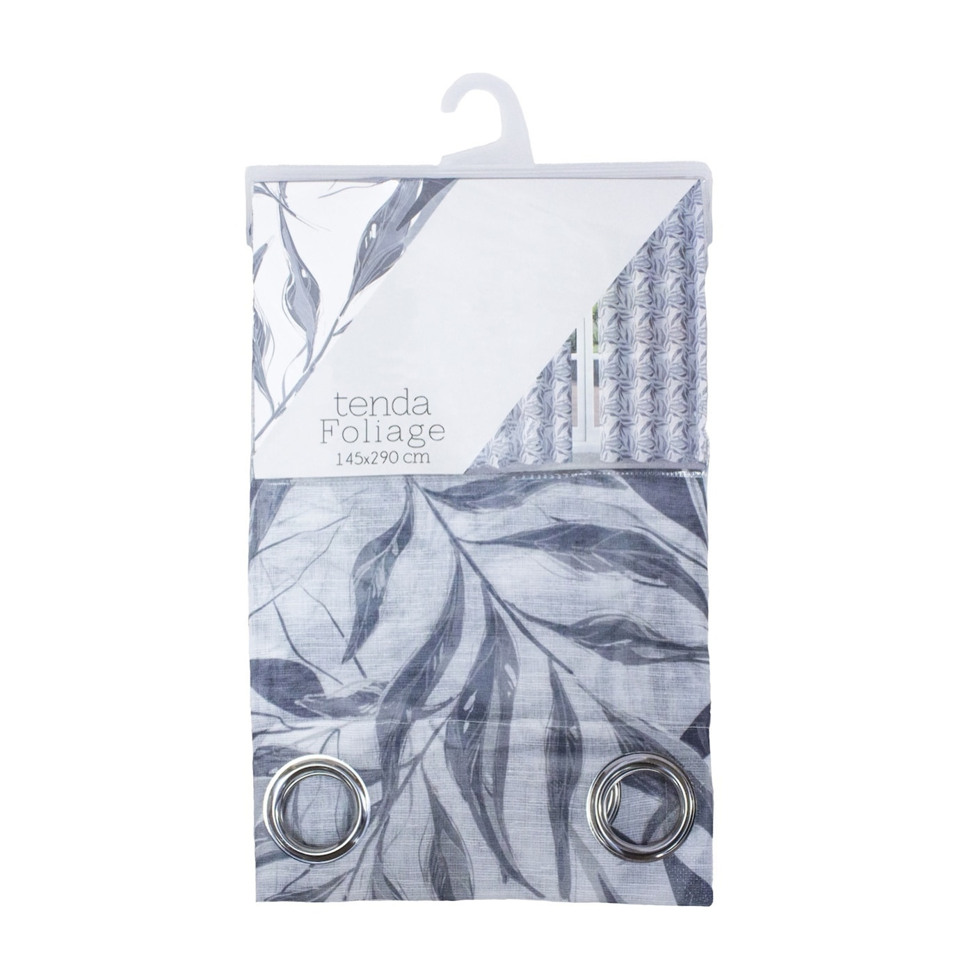 TENDA FOLIAGE GRIGIO/GRIGIO SCURO CON OCCHIELLI 145X290 CM