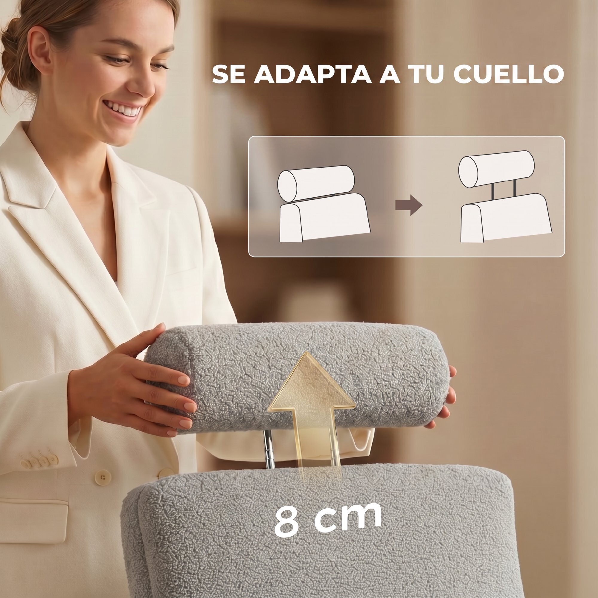 Silla de Escritorio con Reposapiés Tapizada en Borreguito Silla de Oficina con Respaldo Reclinable Reposacabezas Ajustable Respaldo Alto Altura Ajustable Gris Claro