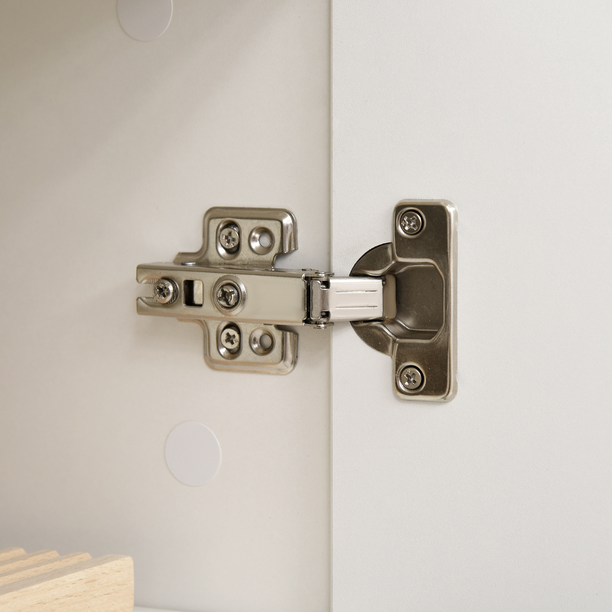 Buffet haut de cuisine blanc laqué style contemporain - 4 portes, 3 étagères réglables, 2 tiroirs