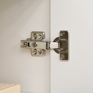 Buffet haut de cuisine blanc laqué style contemporain - 4 portes, 3 étagères réglables, 2 tiroirs