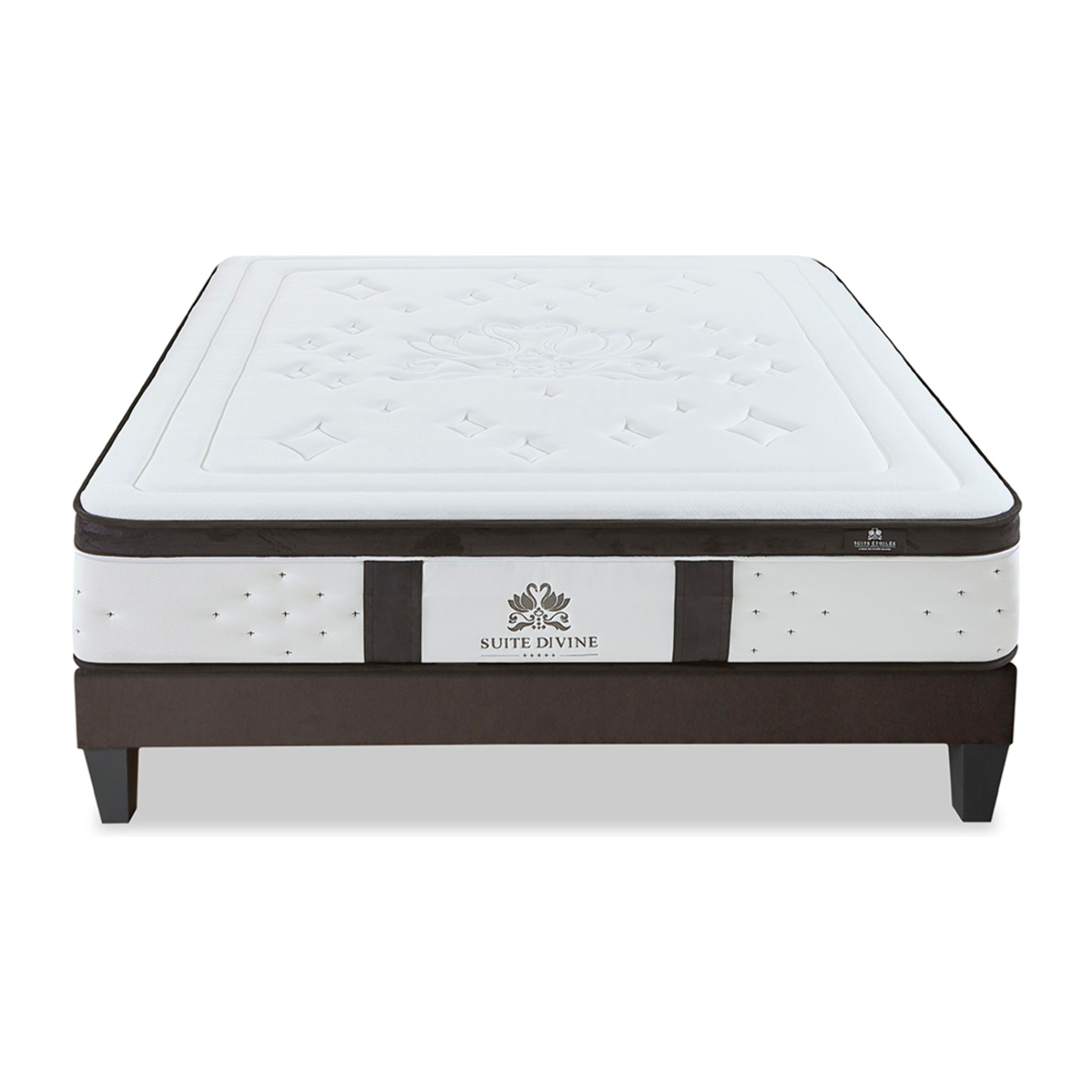 Ensemble Matelas Suite Divine & Sommier KIT15, 32 cm, Mémoire de Forme et Mousse Hypersoft, Technologie Tri-Lattes, Soutien Ferme