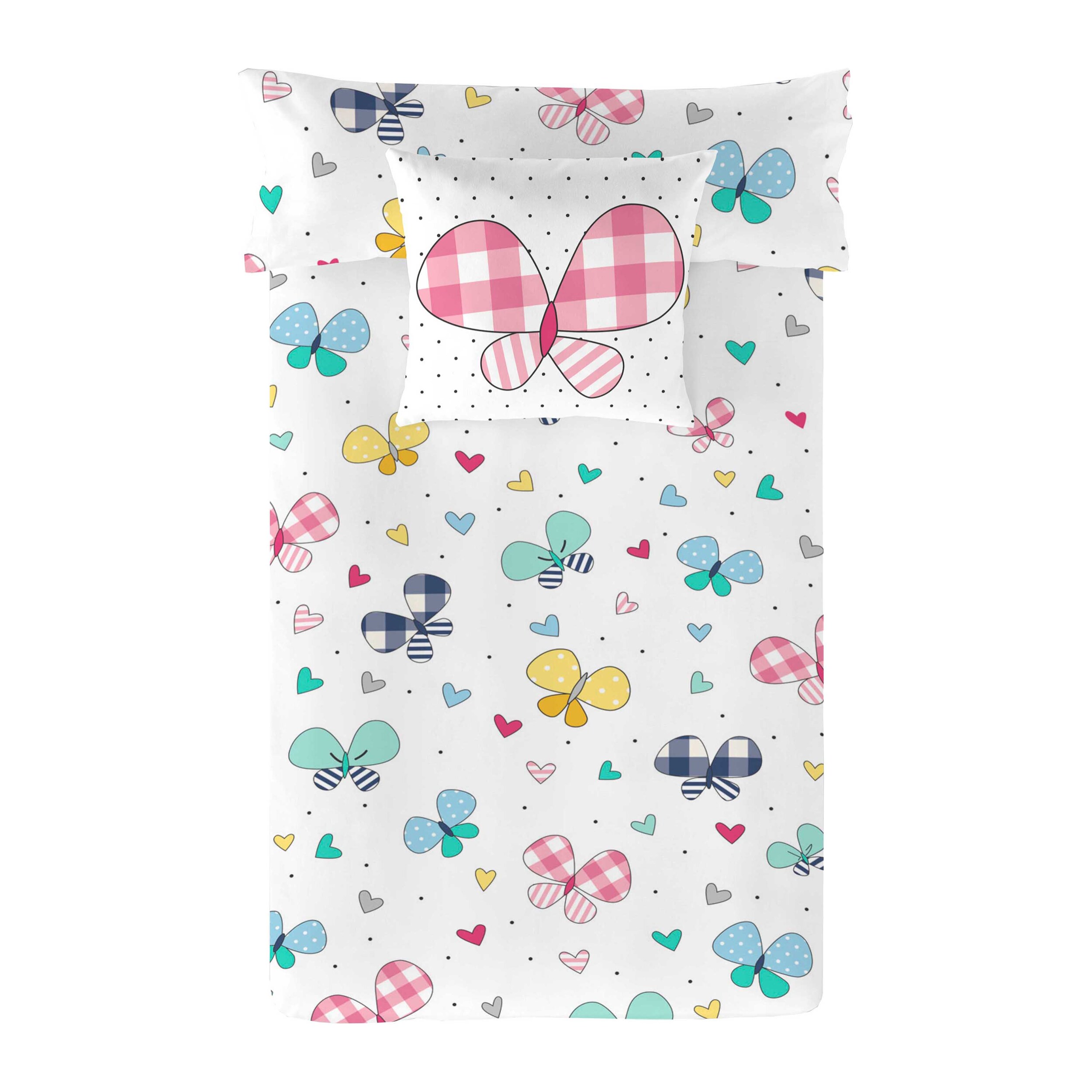 Cool Kids - Funda Nórdica Estampada - Infantil - Cierre Solapa - Incluye 1 Funda de Almohada - 100% Algodón - Vichy Butterfly