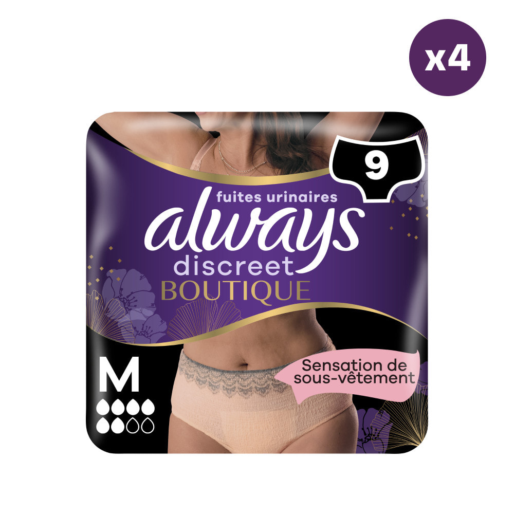 4x9 Culottes pour Fuites Urinaires Always Discreet Boutique - Taille M