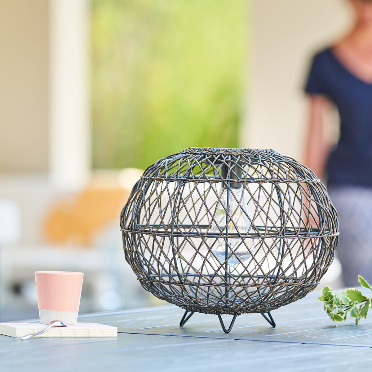 Lampe solaire "Boule" noir D31cm