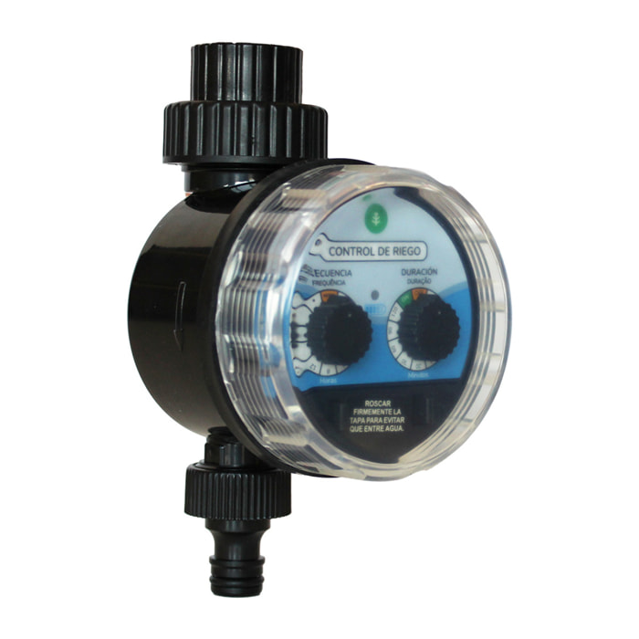 PLANETA HUERTO | Programador de Riego Acorazado Estanco 0–6 bar, Automatización de Riego con Rosca 3/4", Duración y Frecuencia Ajustables, Función de Cierre Automático - Programador de Riego Resistente al Agua, Ideal para Jardines y Huertos