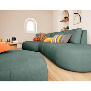 Santorini - module d'assise droit - en tissu texturé - Vert