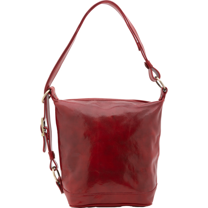 Borsa a secchiello  da donna In Vera pelle Made in Italy 34x33x15 cm