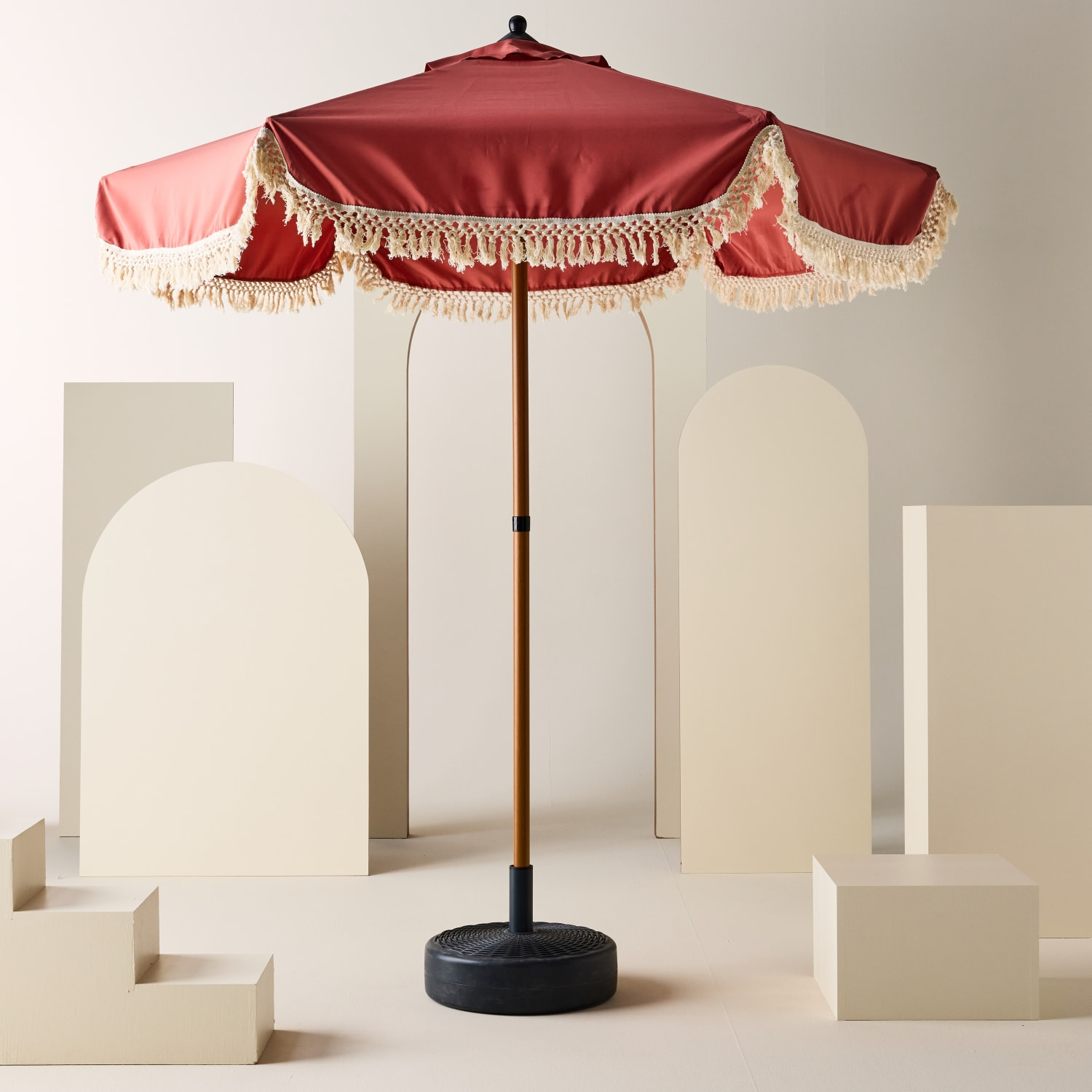 Parasol droit acier à franges 2m HOSSEGOR