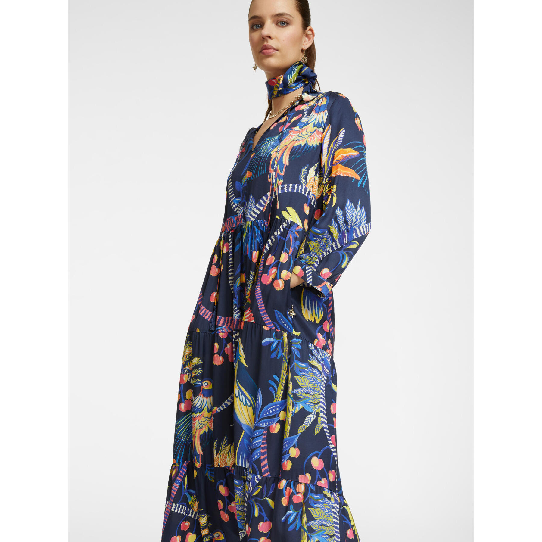 Elena Mirò - Vestido estampado tropical - Azul