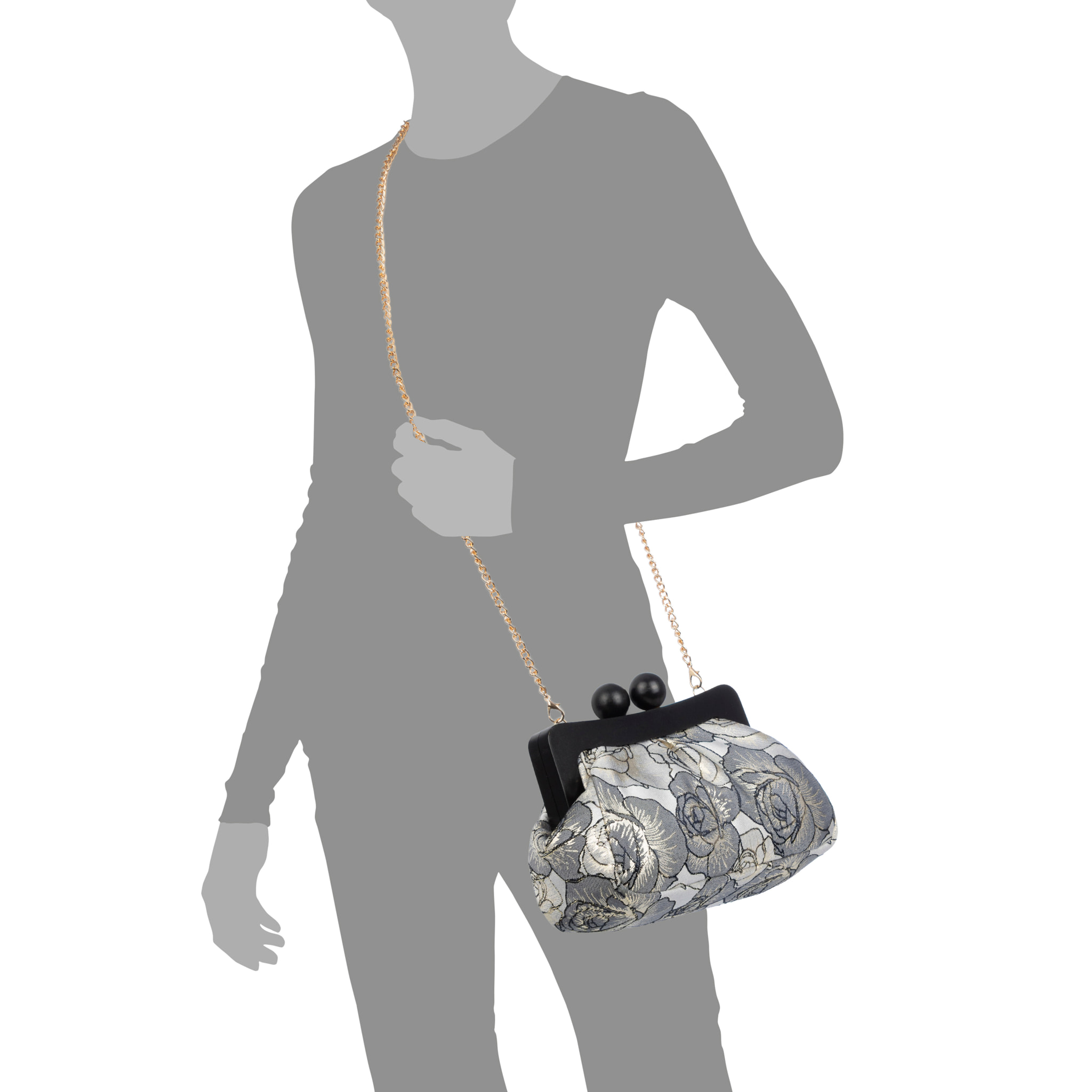 Bormida Bolso bandolera Mujer. Fabricado en madera y tela con diseños florales.