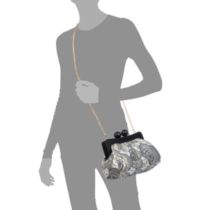 Bormida Bolso bandolera Mujer. Fabricado en madera y tela con diseños florales.