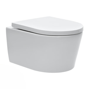 Pack Bati-support Geberit 112cm + Cuvette Swiss Aqua Technologies sans bride + Douchette bidet + Plaque blanche