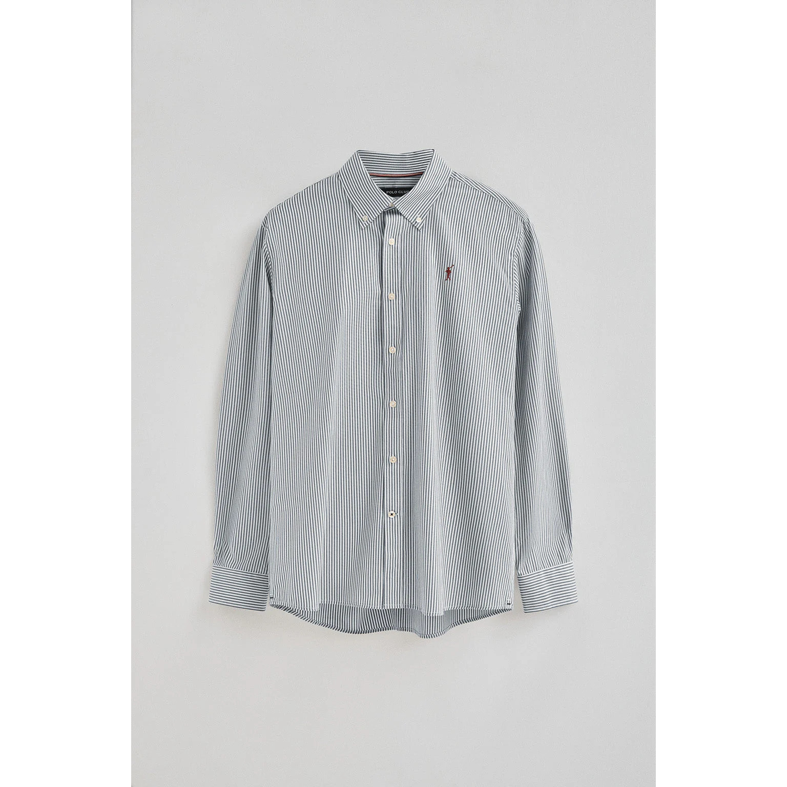 Camisa azul marino de rayas y corte regular con logo Rigby Go