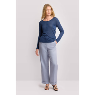 Kocca - Maglia minimal con bottoni Donna, Tinta unita, Girocollo