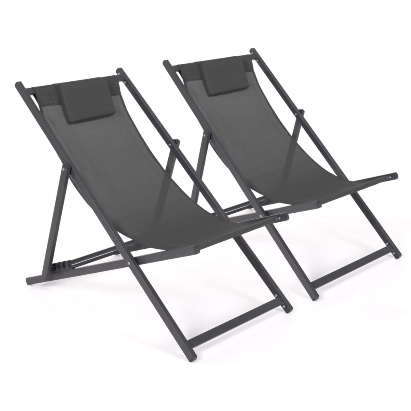 Chiliennes en métal et toile gris anthracite - lot de 2