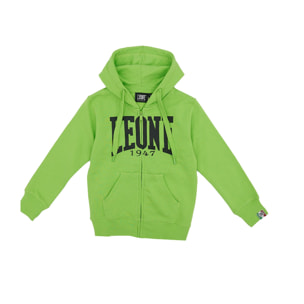 Felpa da bambino con cappuccio, full zip e logo Basic