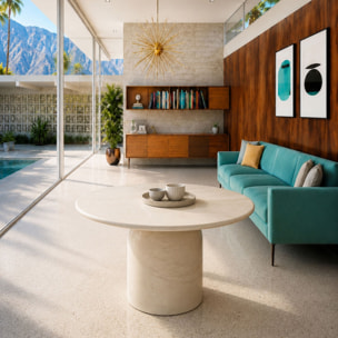 Table ronde 120cm effet béton crème MINERAL