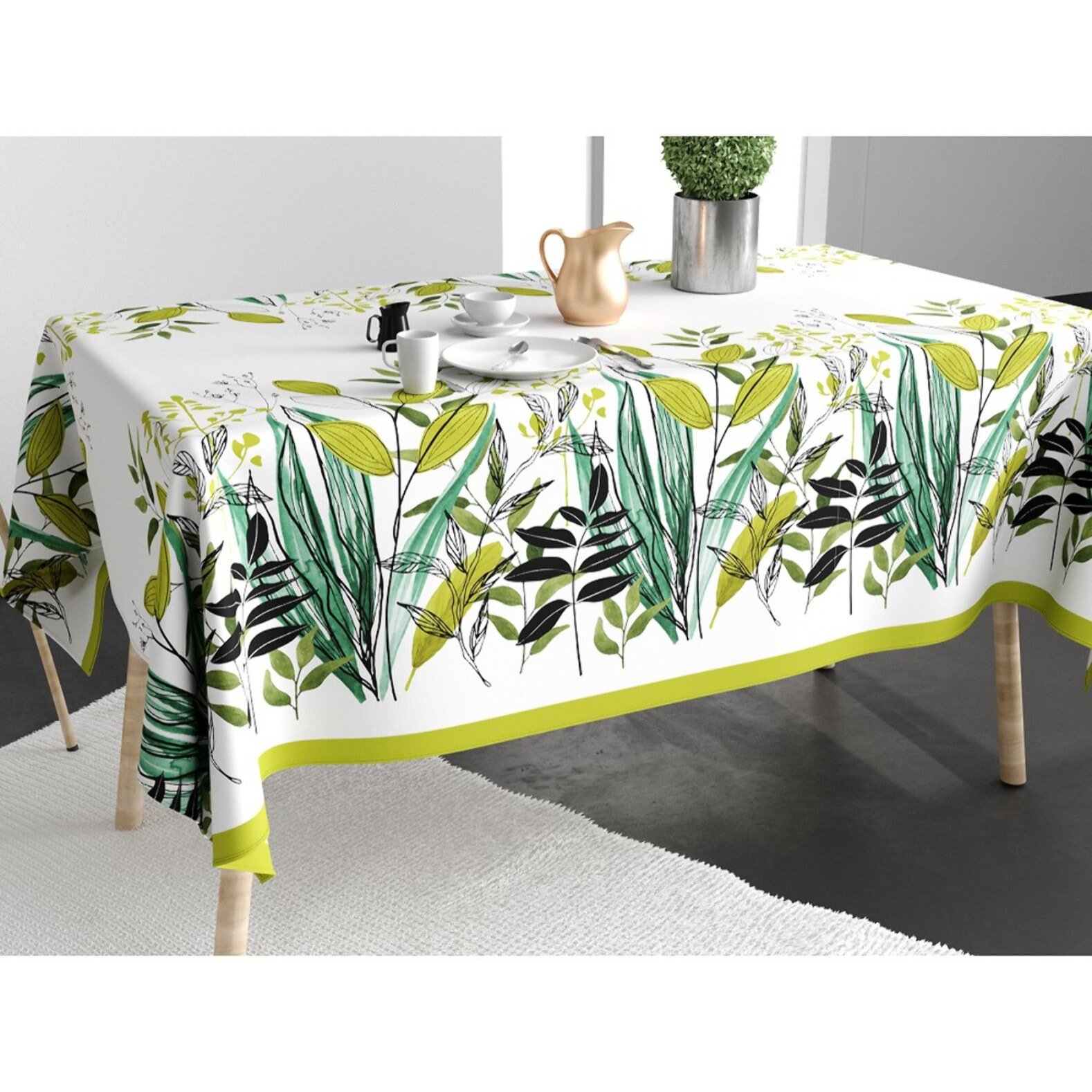 Nappe imprimée Coton Anti Tache Herbier